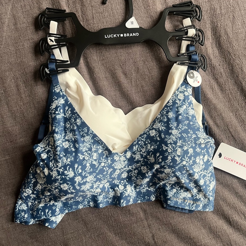 Lucky Brand Blue Floral Bralette - Pack of 2 - Medium